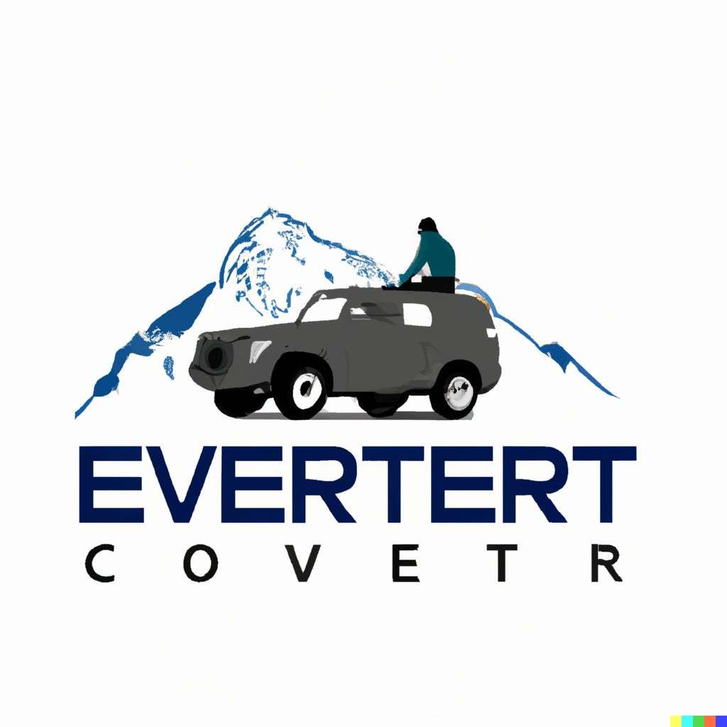 someone gazing at Mount Everest, auto company logo design